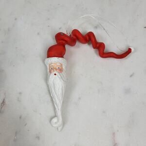 VINTAGE Santa Claus Face Twisty Ornament Swirl Holiday Christmas Decor